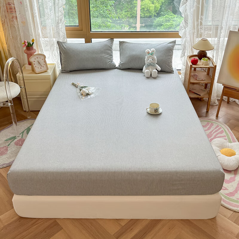 MUJI A-Class Autumn Winter Pure Cotton Fitted Sheet Single 100% Cotton 1.8m Bed Cover Thickened Bed Protector 180x200cm