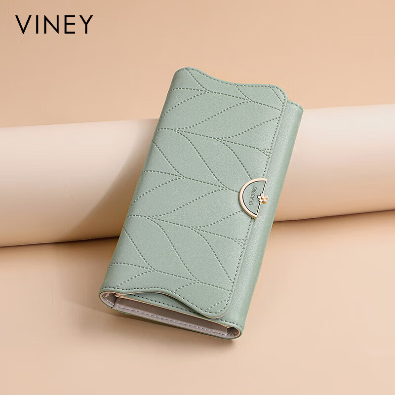 Viney Leather Women's Wallet, Large Capacity, Long Handbag, Multi-Card Slots for Students, Coin Purse, Stylish Luxury Wallet, Leather Clutch