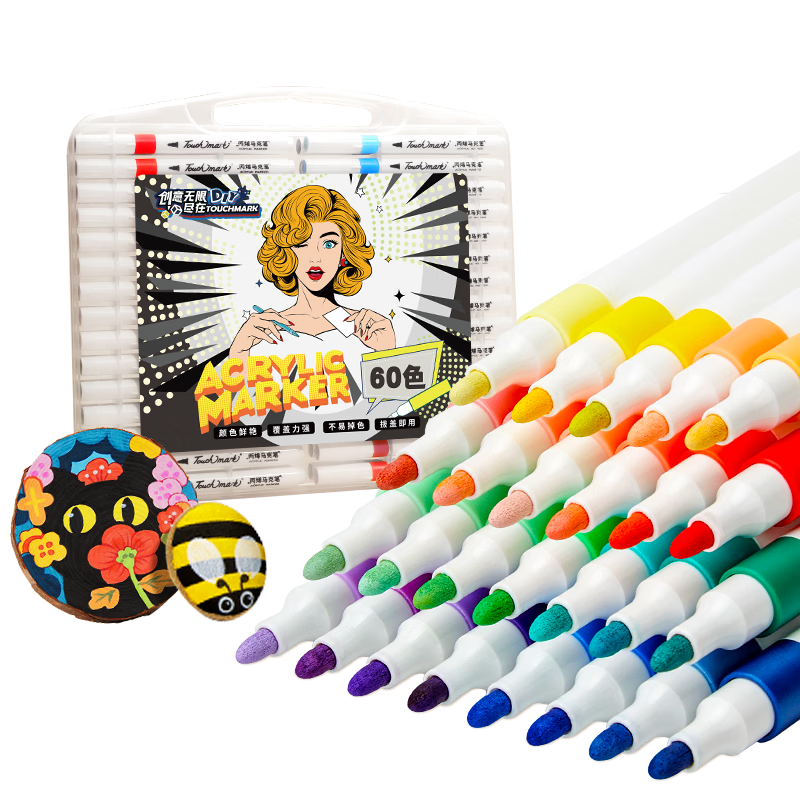 Touch Mark Acrylic Markers, 60 Colors, Watercolor Pens, Waterproof Quick-Drying Fluorescent Highlighters for Students, Drawing And Doodling, Children's Birthday And Back-To Gift, Drawing Tools