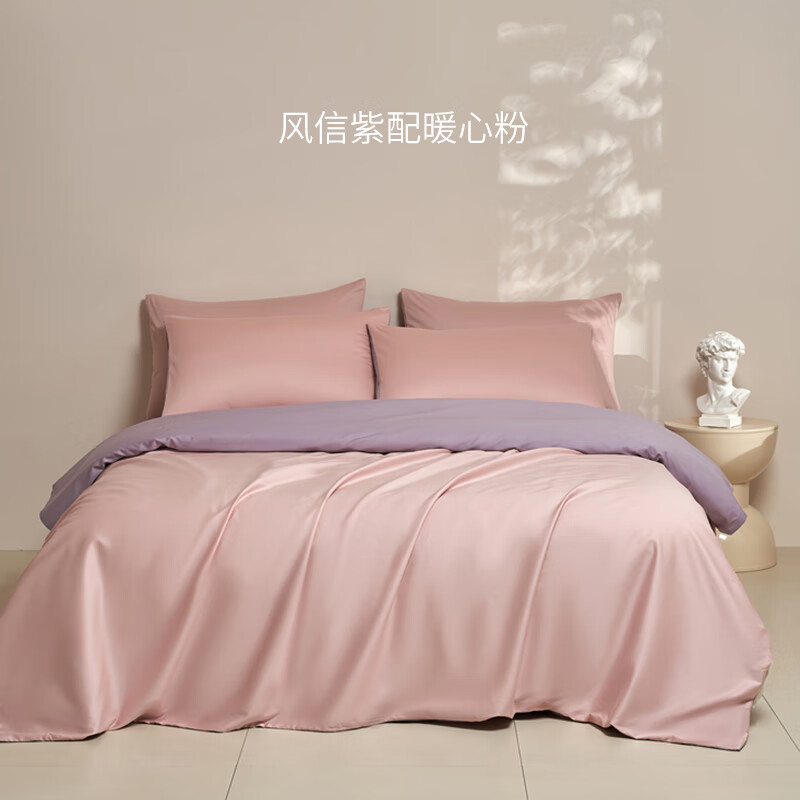 Комплект постельного белья Jiting, 60s Luxury Cotton Satin, 4 предмета, из чистого хлопка, стиль "Windborne Purple", размер 1.8/2.0м, с простыней
