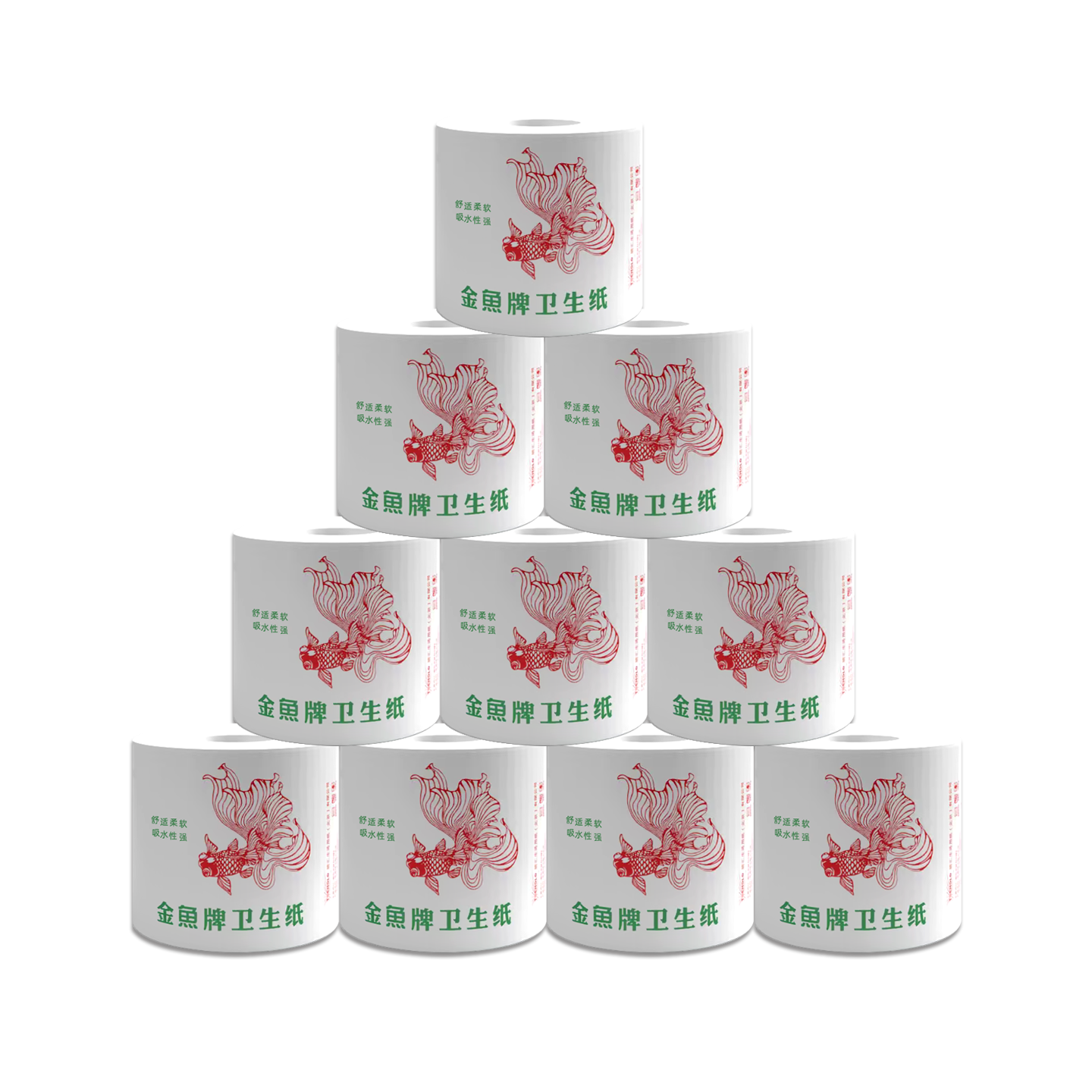 GOLDFISH Classic 3-Ply 180g x 10 Rolls Eco-Friendly Small Toilet Paper Ultra-Soft and Wet-Resistant