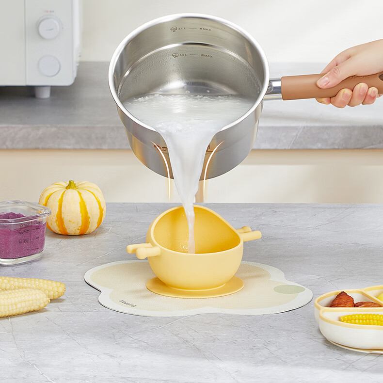SUPOR Milk Pot, Baby 316L Stainless Steel Food Pot, for Baby Noodles, Hot Milk, Soup Pot, Compatible with Induction Cooker, 18cm 19