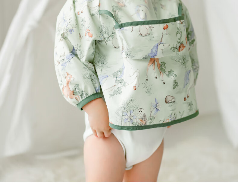 EMXEE Baby Feeding Bib Waterproof Anti-Dirt Reversible Toddler Apron Autumn Kids Bib for Kindergarten 6