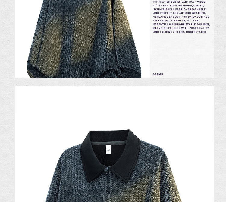 Dingfengbaoluo American Style Casual Lazy Hoodie Men Autumn Colorblock Herringbone Collar Long Sleeve Shirt XWH60 Black M 3