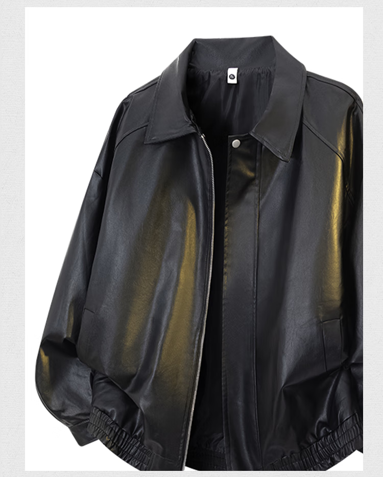 Dingfengbaoluo American Style Leather Jacket Men Autumn Vintage Motorcycle Loose Solid Color Casual Jacket XQD99 Brown M 6