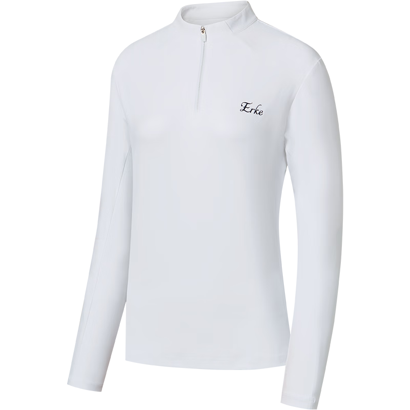 ERKE Women's Long Sleeve T-Shirt 2026 New Half-Placket Stand Collar Tennis Slim Fit Sports Top Versatile Base Layer Running Shirt