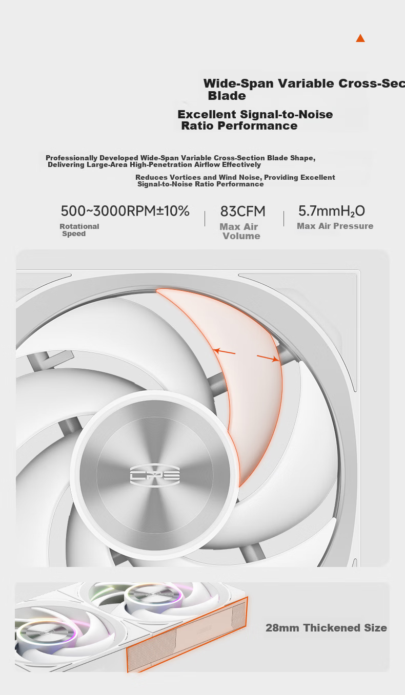 PCCOOLER Light Wing F7 X120 ARGB White, Jingye 12cm Case Fan, Wireless Building Block Connection/ARGB Lighting Sync/PWM Temperature Control Speed Adjustment/Dual Ball Bearing 3