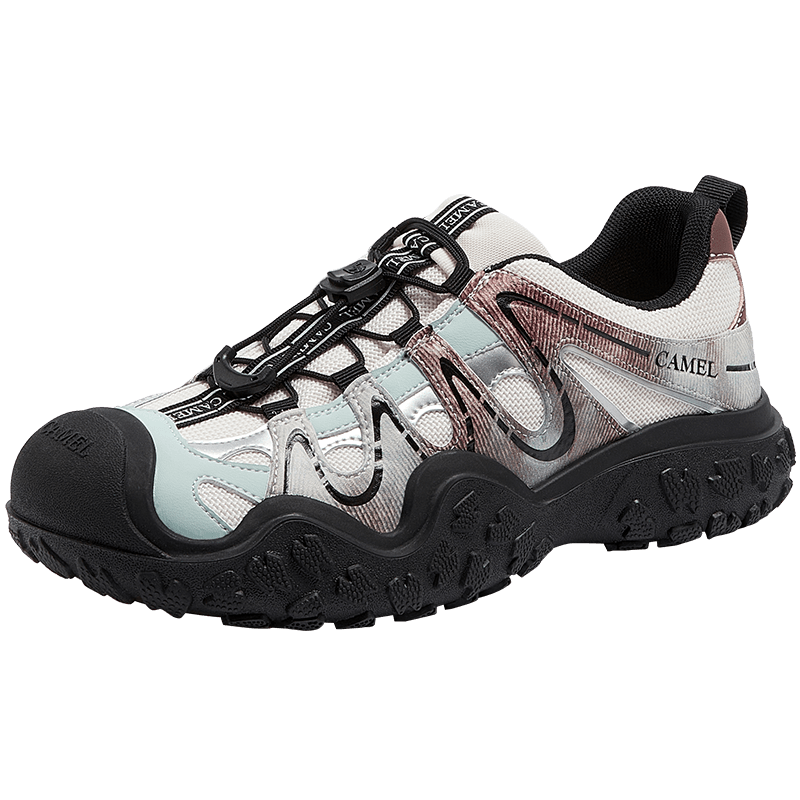 CAMEL Aurora Ugly Cute Women's Outdoor Hiking Shoes Colorblock Thick Sole Casual Shoes L26S202026A Beige/Green/Brown Size 37
