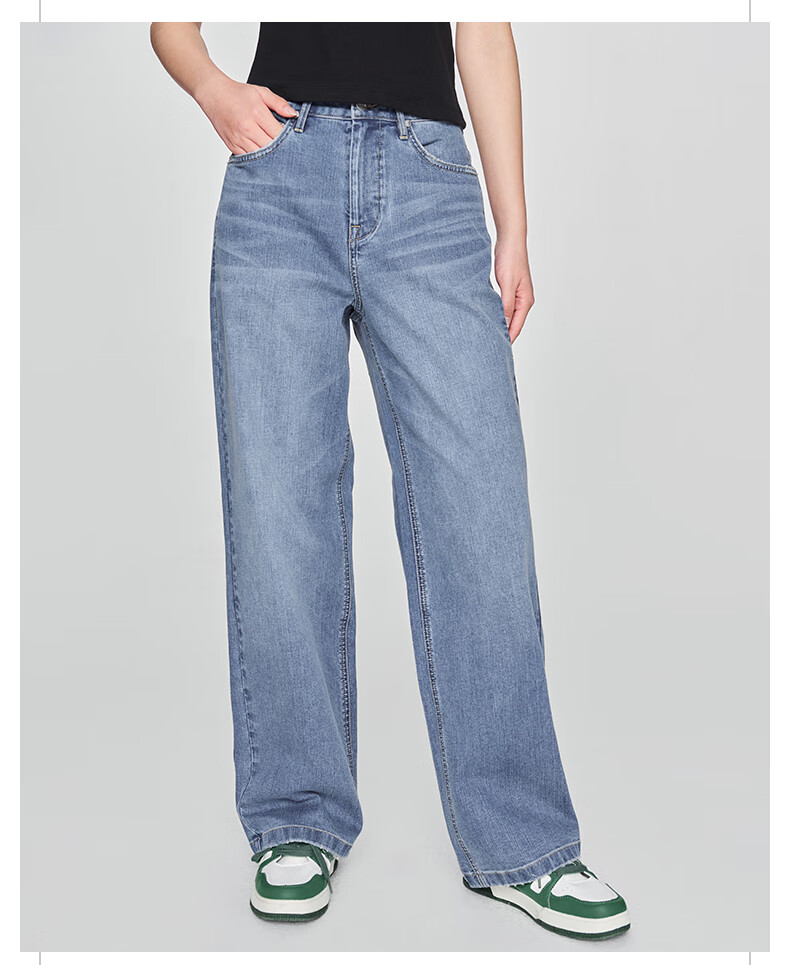 Lee 428 Women's Comfortable High-Waist Straight-Leg Lightweight Jeans Light Blue Size 27 5