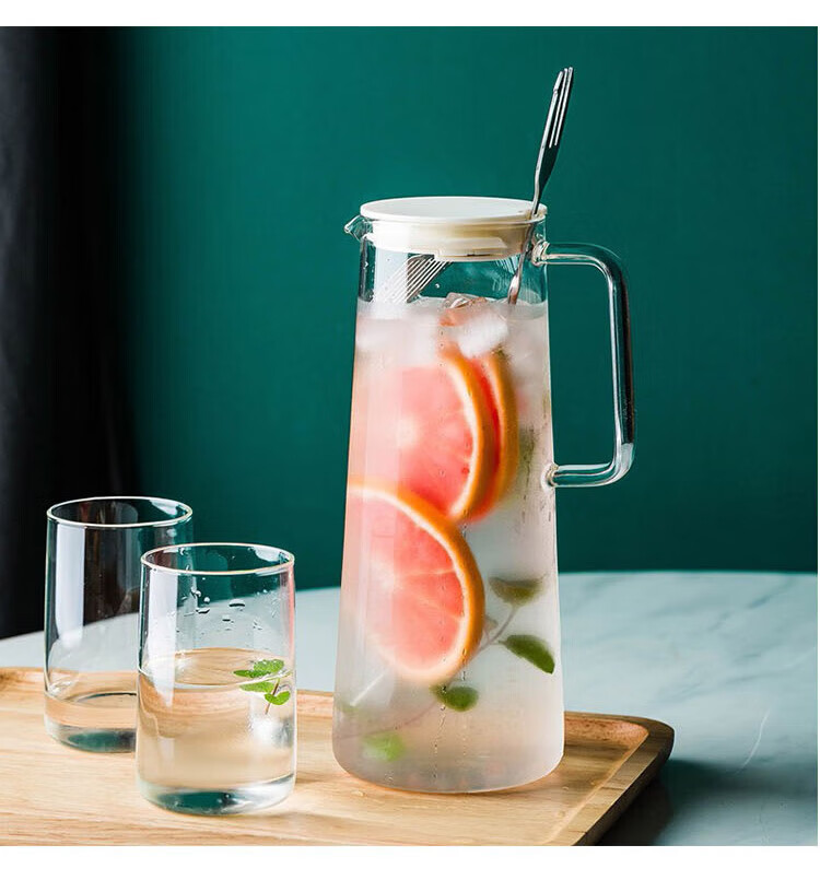 Quanshi High Borosilicate Heat-Resistant Glass Household Hot and Cold Water Kettle 1.6L Commercial Refrigerator Cold Drink and Herbal Tea Pot 15