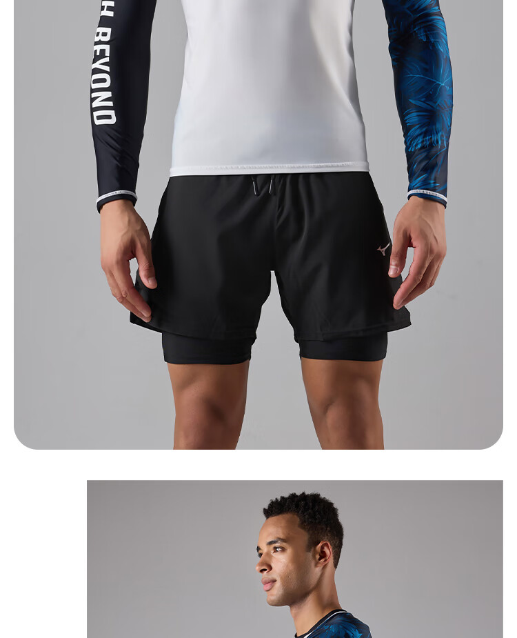 MIZUNO Men's Swimwear Top, Anti-Embarrassment Quick-Dry Hot Spring Swimwear, Plus Size Beach Surfing Gear A3106 White L 11