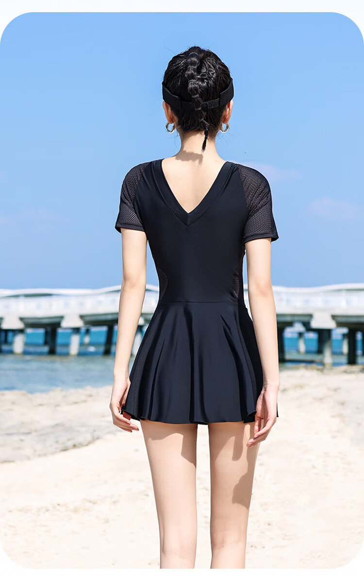 Xtep Women's Fashion Slimming Tummy Control Sexy One-Piece Skirted Plus Size Conservative Vacation Hot Spring Swimsuit 16