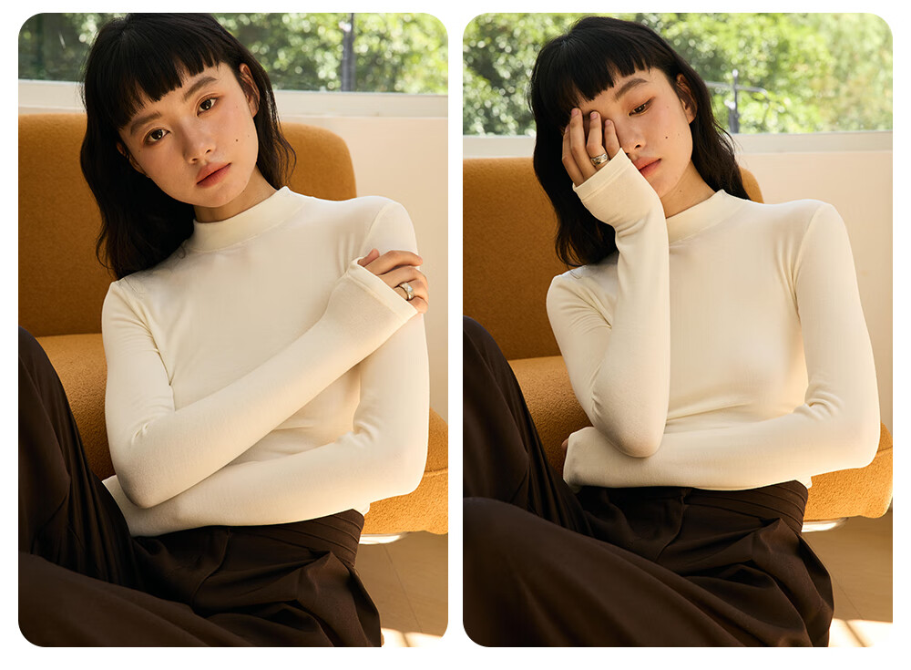Modal Half Turtleneck Base Layer Women's Autumn Winter New Wool Warm Knit Sweater Premium Long Sleeve Top White 23