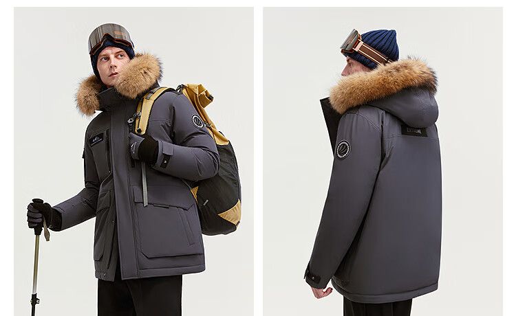 Bosideng Extreme Cold Goose Down Jacket Unisex Couple Thickened Winter Warm Windproof Coat with Large Fur Collar 24