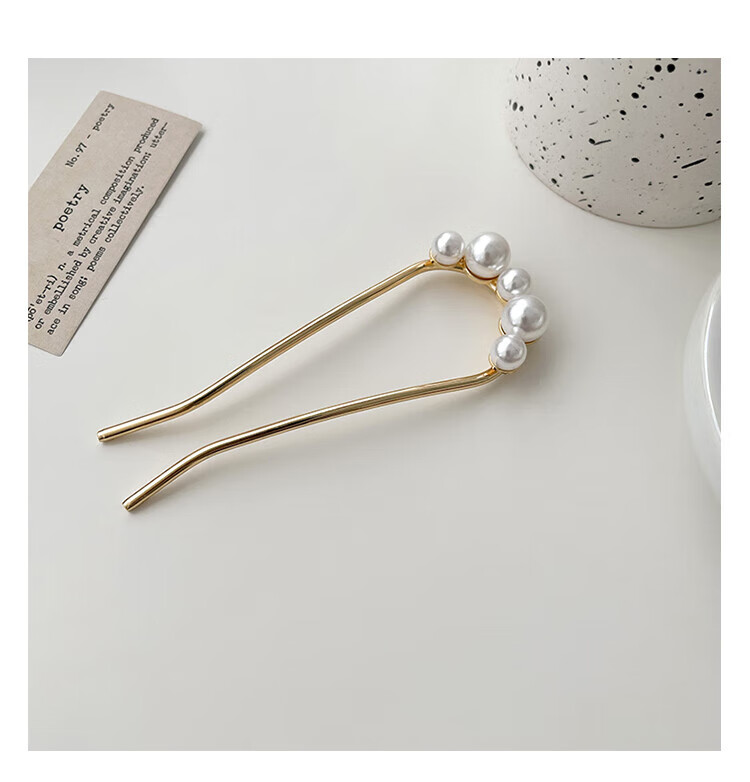 Xiangwan U-Shaped Pearl Hairpin for Women, Simple Hair Stick for Bun Hairstyle, Hair Accessory, Birthday Gift for Girls 6