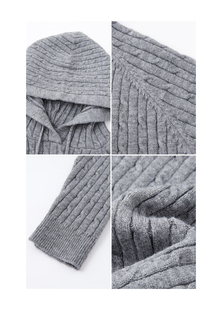 Demana Baby Skin Touch Spring Korean Style Hooded Cable Knit Loose Fit Mid-Length Dress for Women 12