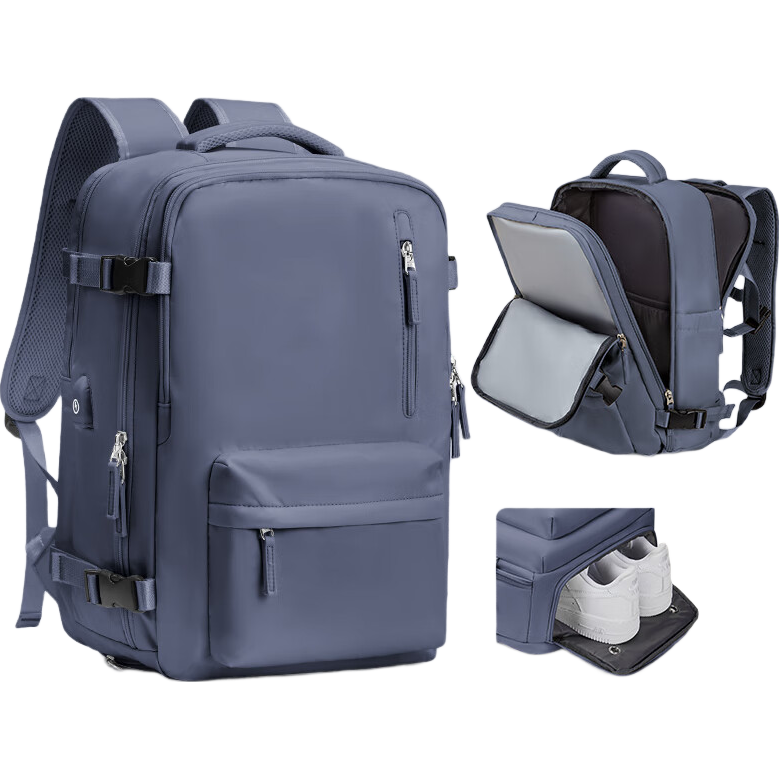 Landcase Travel Backpack Men Large Capacity Double Shoulder Bag Short Trip Business Luggage Multifunctional Laptop Bag Women 5162 Gray Blue