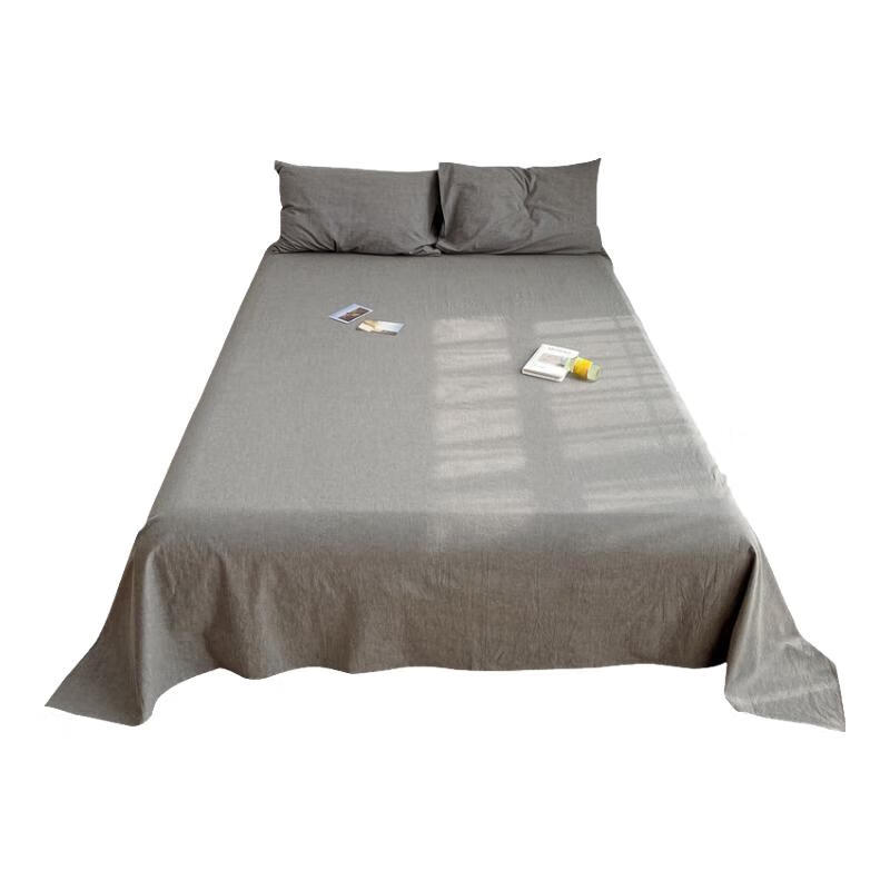 YALU&FREEDOM Bed Sheet 1.5/1.8x2m Bed Single Piece Brushed Double Bed Sheet for Dormitory 230*245cm Light Gray