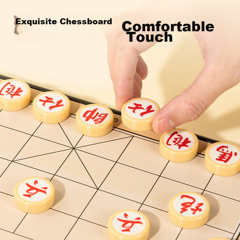 Deli Portable Folding Chinese Chess Board for Adults And Students, Magnetic Checkers Educational Tabletop Game for Back-To Camping