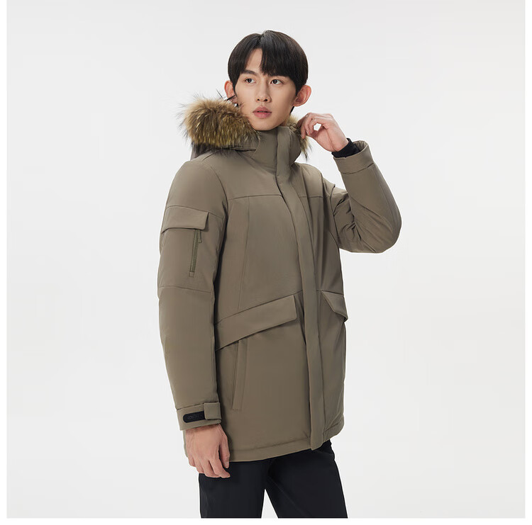 KOLON SPORT Men's Mid-Weight Waterproof Windproof Breathable Down Jacket with Fur Collar and Hood 6