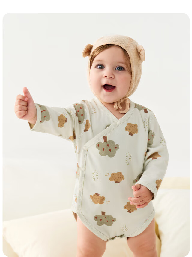 TONGTAI Baby Romper, Spring And Autumn Pure Cotton Infant Bodysuit, Newborn Clothes, Onesie Pajamas, Purple, 59cm 7