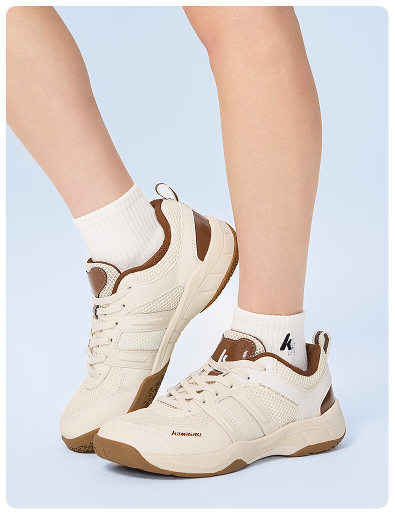 KAWASAKI Badminton Shoes for Men And Women, Shock-Absorbing, Wear-Resistant, Breathable Sports Shoes Puff K-073d Plus Rainbow White 41 14