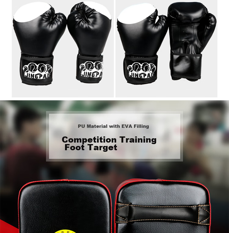 Jingpai Children's Boxing Gloves Set, Parent-Child Combination, Adult Women And Teenage Sanda Boxing Gloves, Foot Target, Punching Bag, Red 9