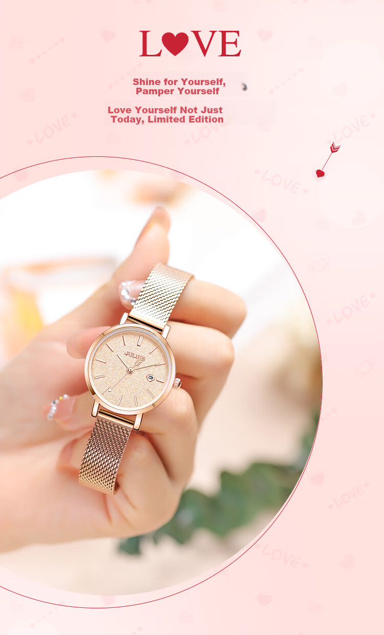 Julius Women's Watch Brand New Gradient Starry Sky Calendar Fashion Student Exam Quartz Watch, Starry Green JA-1503B 6