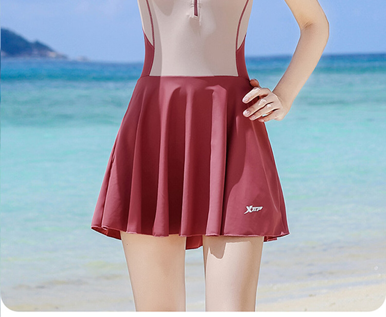 Xtep Women's Slimming Tummy Control One-Piece Conservative Swimsuit, Student Style, Small Bust Push-Up, Plus Size Sports Vacation Hot Spring Swimwear 21
