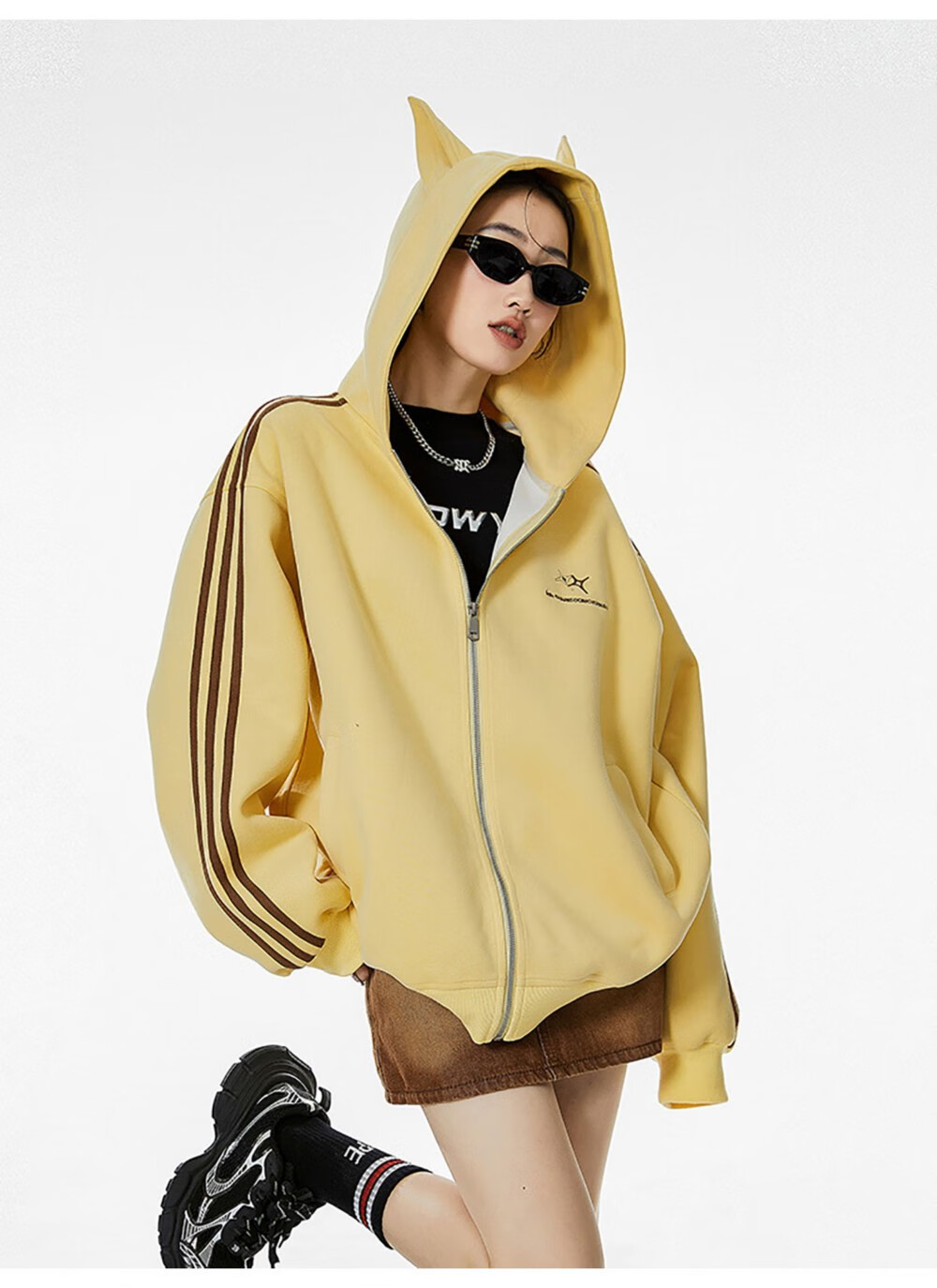 ICH MODE American Vintage Ear Hoodie Cardigan Jacket Women Spring Autumn New Loose Casual Sweatshirt Top Wine Red M 26