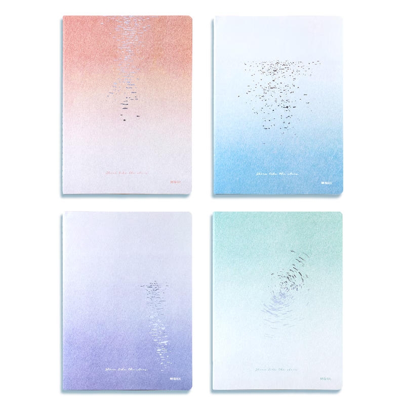 M&G A5 Notebook 44 Sheets Error Correction High-Quality Sewn Journal Student Diary Sparkling 4-Pack FA5102Y2 Random