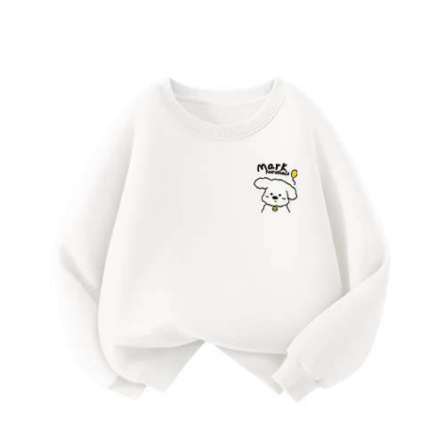 MARK FAIRWHALE Boys' Sweatshirt Spring and Autumn Long Sleeve Kids' Top Boys' Autumn Wear Mid-Large Children 2025 New White 150