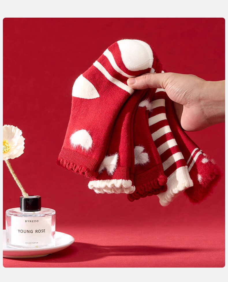 Mianqixiong Baby Socks Autumn Winter Thickened New Year Terry Socks Infant Girls Warm Red Mid-Calf Socks Winter Toddler 24