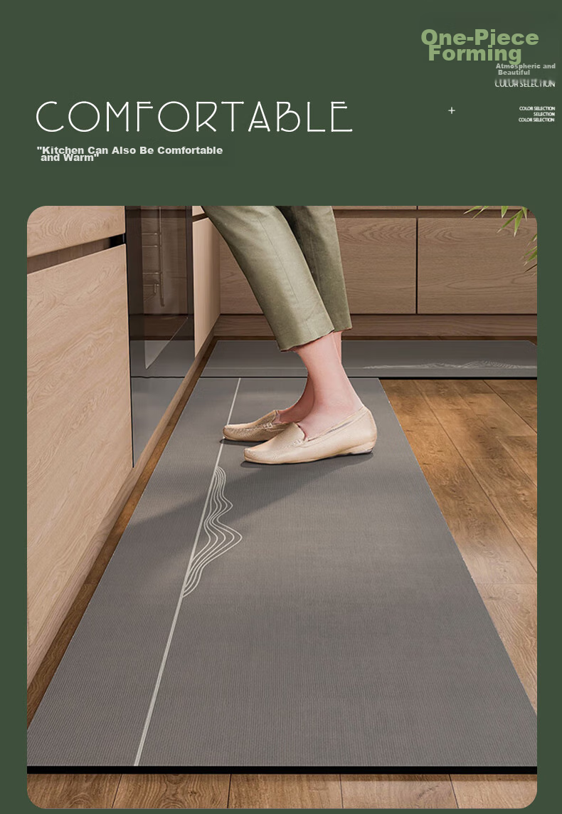 Zunchao Kitchen Floor Mat, Absorbent, Oil-Resistant, Waterproof, Non-Slip, Wipeable, Washable, Dirt-Resistant Mat 2