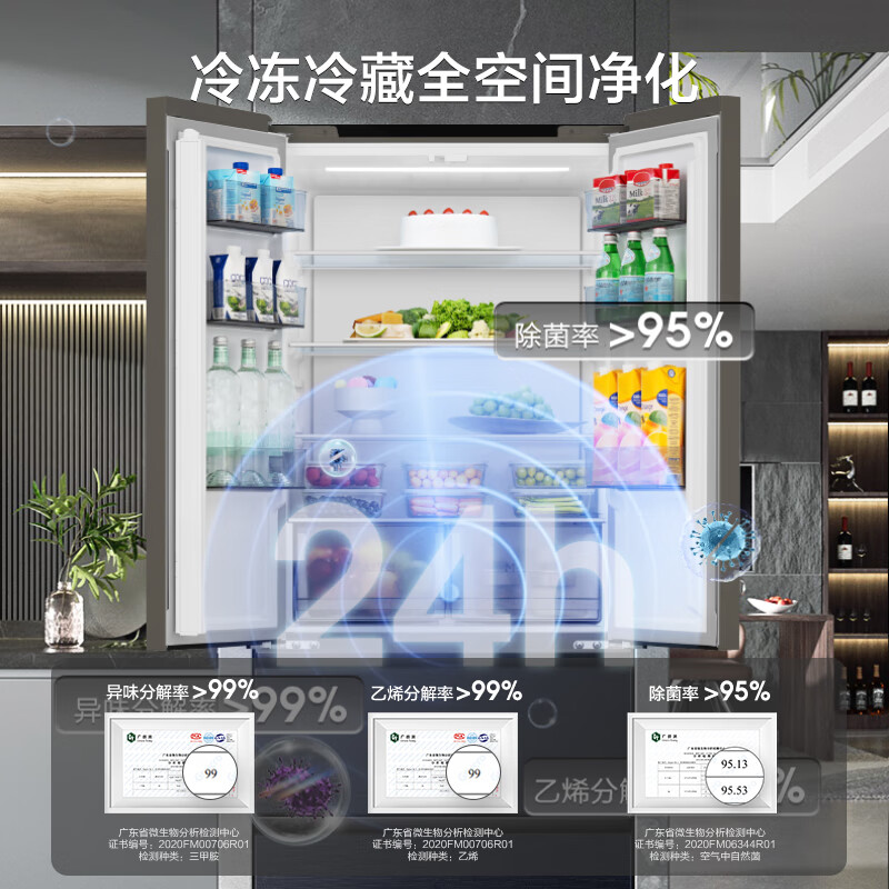 容声（Ronshen）437升60cm薄平嵌法式多门灰色家用变频一级变频底部散热超薄嵌入式冰箱 BCD-437WD3MPQ星空灰