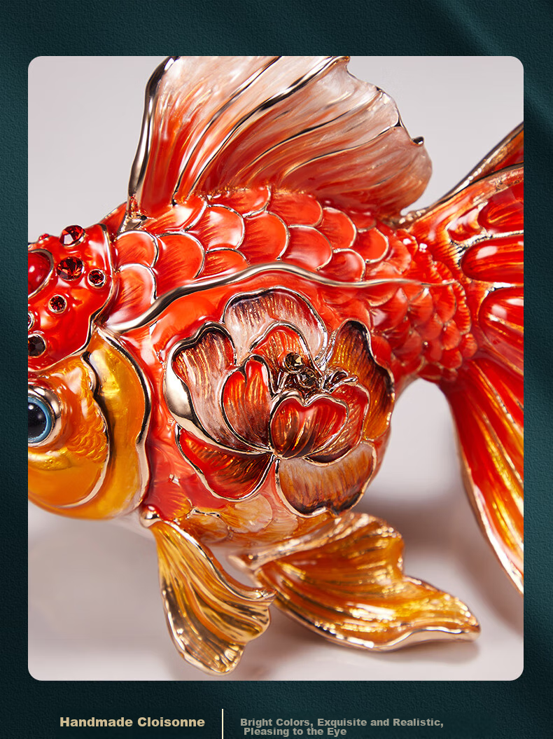 Nuoshiman, Year of The Ox Enamel Goldfish Ornament, Business Opening, Housewarming Gift, Moving Present, Living Room Office Wine Cabinet Decoratio 7