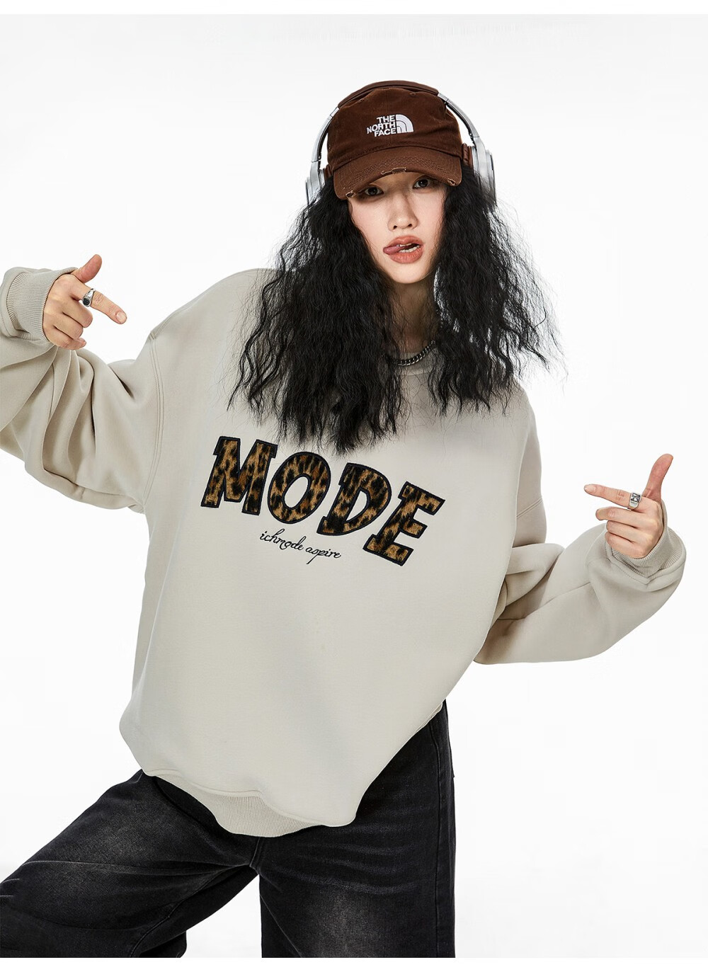 ICH MODE American Style Gray Crewneck Sweatshirt Women 2026 Spring New Loose Casual Jacket Top Light Gray S 15