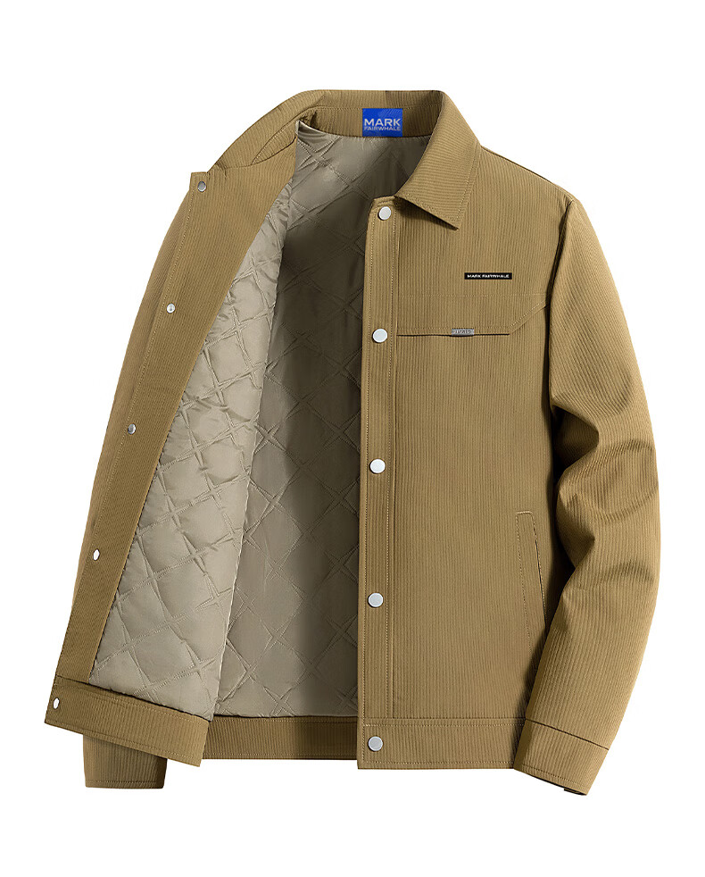 FAIRWHALE Men's Autumn Winter Padded Jacket 2025 Business Trendy Brand Turn-down Collar Autumn Coat 3XL Gray Padded Version 15