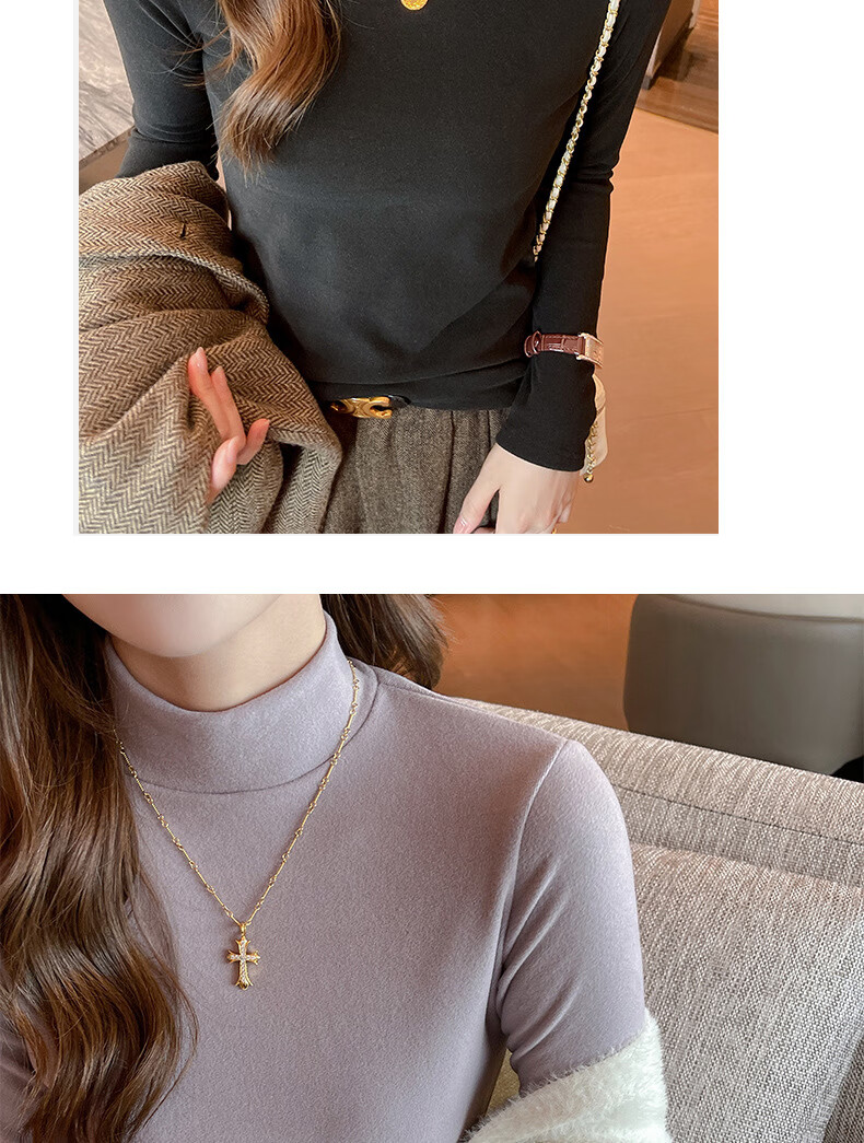 LangSha Women's Thermal Fleece Turtleneck Base Layer Top Autumn Winter Slim Fit Warm Shirt New Innerwear 16