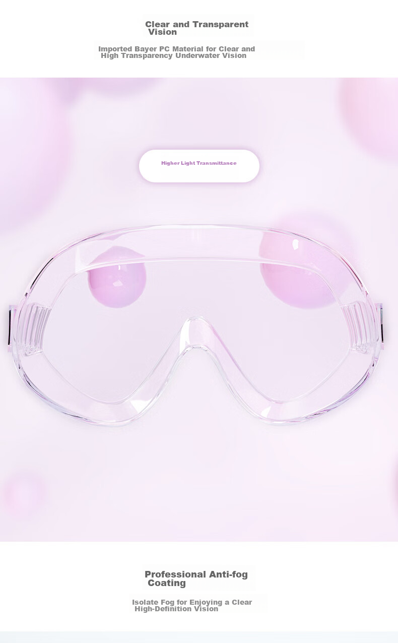 BALNEAIRE Women's Large Frame Swim Goggles HD Waterproof Anti-Fog UV Protection Diving Glasses Swimming Gear BYJ054 Tourmaline Gray 3
