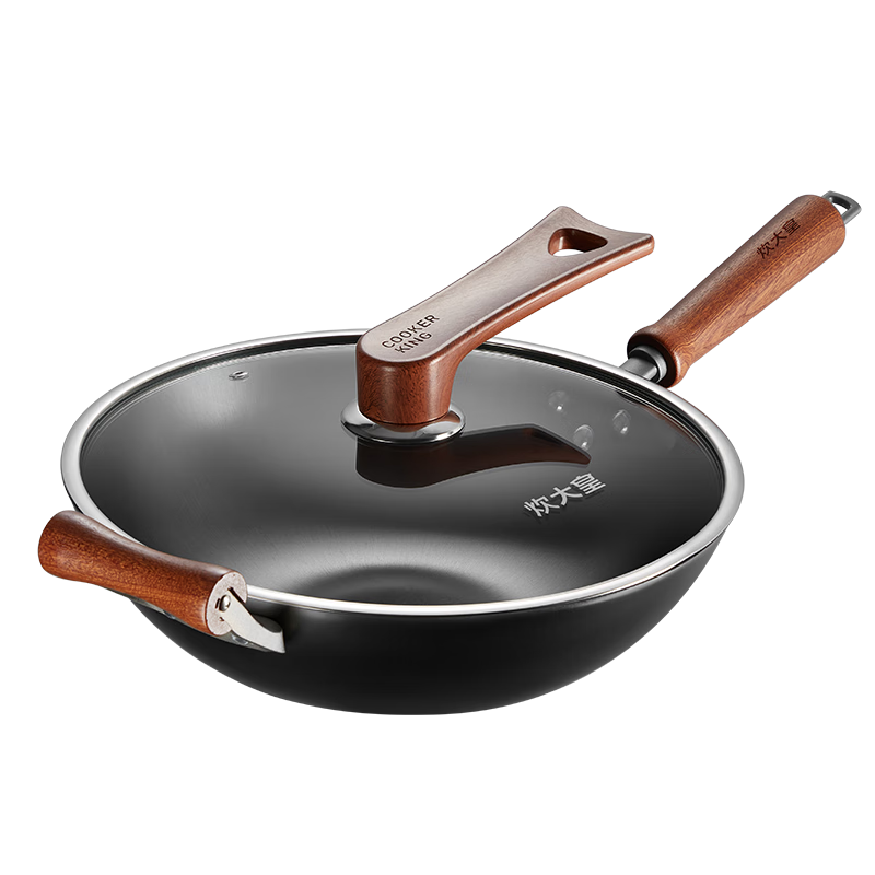 Chuida Huang Cast Iron Wok 34cm Non-Rust Lightweight Non-Coated Non-Slip Frying Pan