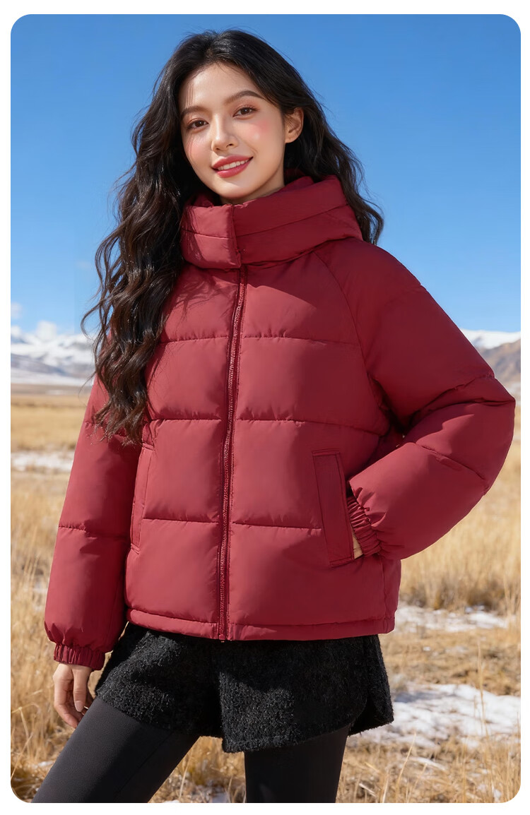 Baleno Women's Hooded Cotton Padded Jacket 2026 Winter Thickened Warm Casual Fashion Commuter Petite Outfit Coat 18