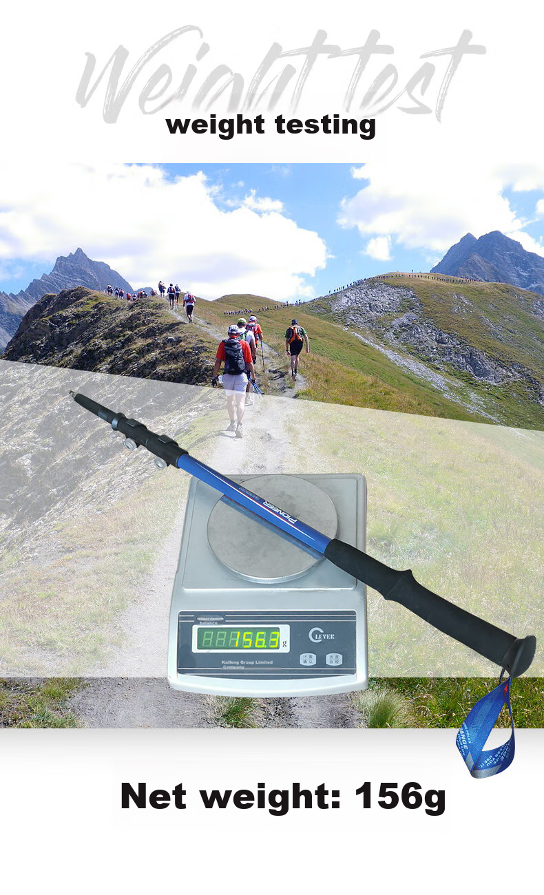 Pioneer Tenglongxing 6 Series, T800 Grade Carbon Fiber Ultra-Light Three-Section Telescopic Outdoor Trekking Pole, Cane, Black 4