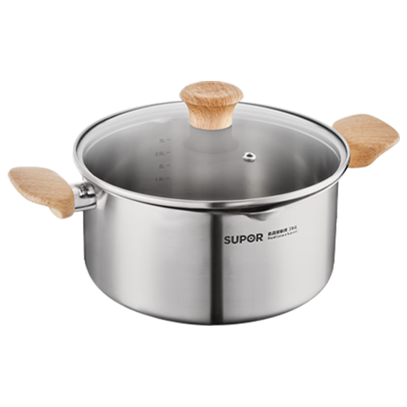 SUPOR Light Enjoyment 316L Stainless Steel Soup Pot 24cm for Noodles, Porridge, Stewing, Compatible with Gas Stove and Induction Cooker ET24YHS01