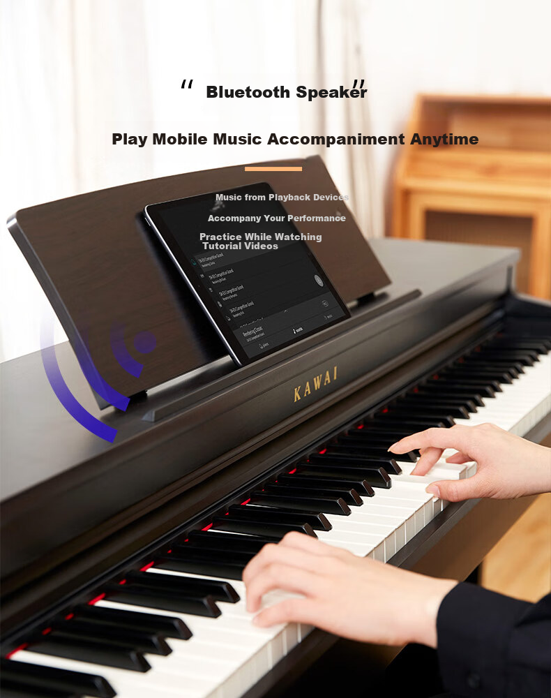 Kawai Digital Piano CN201, Upright Home Use, 88 Weighted Keys, for Adults, Children And Students, Professional Grading Exams 9