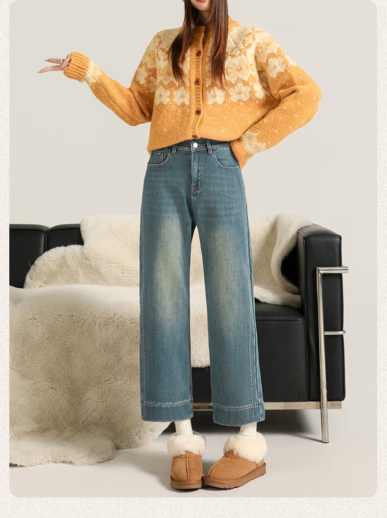 Langsha Women's 9/10 Length High-Waist Stretch Straight-Leg Loose Fit Wide-Leg Jeans Spring Summer New Style 15