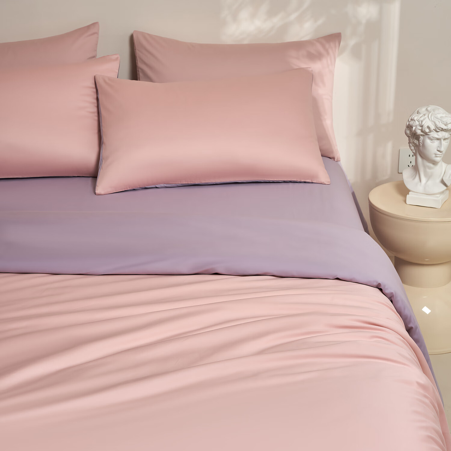 Комплект постельного белья Jiting, 60s Luxury Cotton Satin, 4 предмета, из чистого хлопка, стиль "Windborne Purple", размер 1.8/2.0м, с простыней