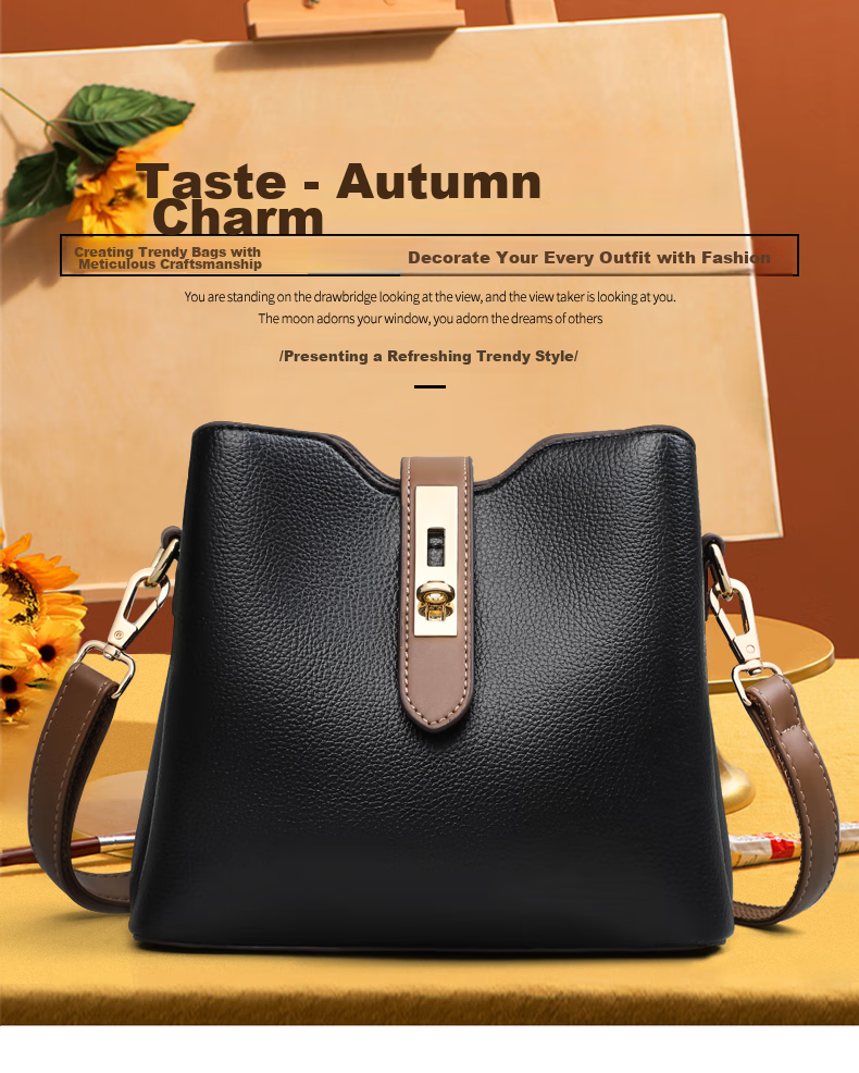 Viney Women's Handbag, Cowhide Crossbody Bucket Bag, Luxury Brand Shoulder Bag, Practical Birthday And Mother's Day Gift for Mom 1
