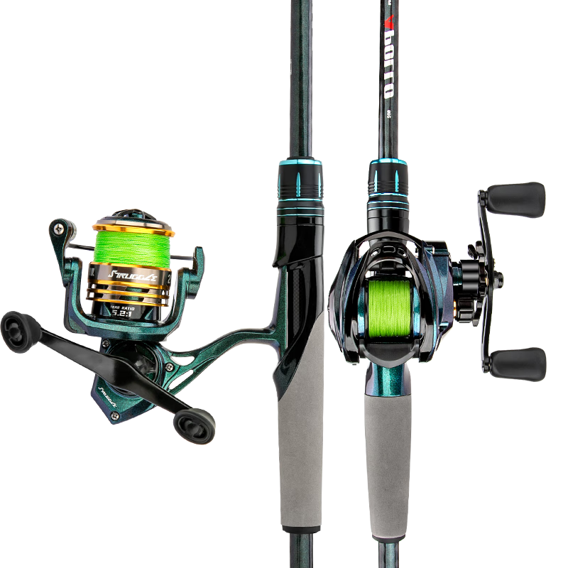 Kemailei Carbon Fiber Lure Rod Set, 2.4 Meters, Right-Handed Baitcasting Reel, M/MH Dual Rod Tip, Gun Handle Fishing Rod, Sea Fishing Rod