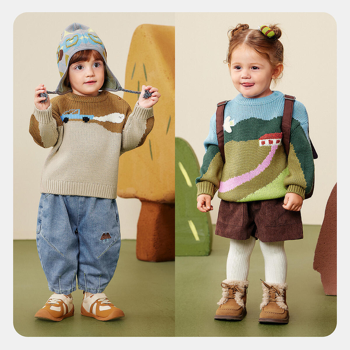 Minibala Artist Collaboration Kids Soft Knit Sweater 2025 Winter Skin-Friendly Warm Cute Top